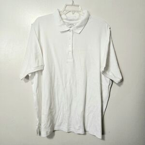 Roaman's NWOT Women's Plus Size 3X White Polo Short Sleeve Shirt Knit Collar